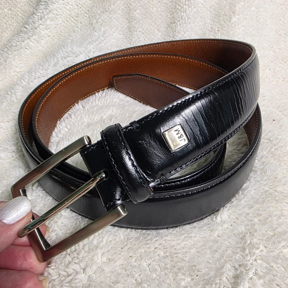 Johnston & Murphy Belt Black Leather Textured Dress Belt Men 40